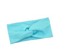 Bandeau Cheveux Fille Femmes filles couleur unie bandeaux tricoté coton bandes de cheveux Vintage croix Turban pansement Bandanas bandeaux cheveux accessoires(Sky blue)