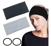 Bandeau Cheveux Large Pour Femme et Homme - Sport(Noir,Gris, 2pcs)