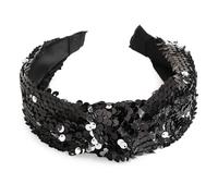 Bandeau Cheveux Pailleté avec Nœuds Serre-tête Paillette Noir Headband Nœuds Papillon Accessoires de Coiffure Décoratifpour Femmes Hommes Fête Noël Nouvel An Carnaval