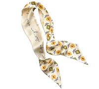 Bandeau cheveux ruban foulard en soie femmes imprimé fleuri bandeau Satin sac écharpes bandeau cheveux dames foulard accessoires(Color:F)
