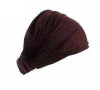 Bandeau Cheveux Sport Dames coton élastique bandeau Sport Yoga enveloppement cou tête écharpe casquette 2 en 1 Bandana cheveux accessoires(Coffee)