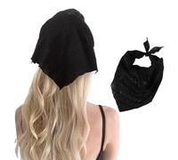 Bandeau Cheveux Triangulaire Femme Dentelle pour Filles Foulard Cheveux Bandana Vintage d'été Couvre-chefs Foulards Bohèmes Bandeaux pour Longs, Courts, Raides et Bouclés (Noir, M)