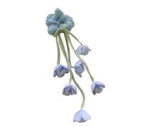 Bandeau Cheveux Tulle Frange Pompon Floral Bleu | Chouchou élégant en maille avec corde transparente et pompons fluides pour la coiffure quotidienne des femmes