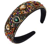 Bandeau coloré pour cheveux en forme de goutte d'eau avec strass incrustés de faux cristal large chaîne en métal ondulé pour femme