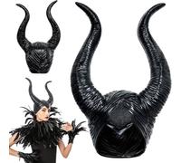 Bandeau Corne de Démon, Maléfique Cornes Reine Bandeau Noir Serre Tête Corne de Diable Maléfique Chapeau Cornes en Latex, pour