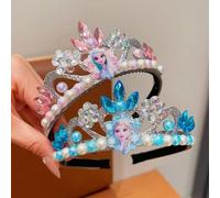 Bandeau couronne scintillante bleue Elsa Disney la reine des neiges avec perles, accessoire pour cheveux d'anniversaire, cadeau de vacances rose