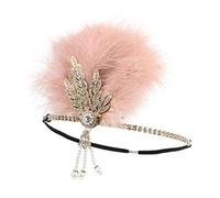 Bandeau Cristal 1920s Bandeau Plume Accessoire Cheveux Vintage Style Charleston Années Folles- Rose