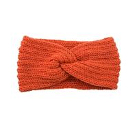 Bandeau croisé en tricot large d'hiver for femmes, Turban élastique de Yoga, couleur unie, à la mode, bandeaux for cheveux(Style 2 orange)