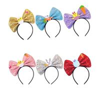 Bandeau d’arc de cheveux de Pâques | 6X Cerceau de cheveux avec nœud papillon mignon lapin poussin | Accessoires pour cheveux, décoration du jour de pâques, coiffure pour femmes, filles et
