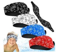 Bandeau de baignade, 4pcs de 20, 5 pouces étanches enfants bouchons d'oreille natation, couvercles d'oreille réglables avec doublure non glissante pour enfants kayak bain surf adulte, style 1