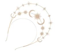 Bandeau de Bal en Métal, Couronne Lune et Étoiles pour Femme | Structure Superposée, Style Élégant et Léger, pour Mariage, Soirée et Festival, Or