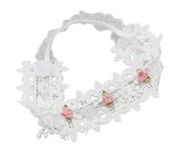 Bandeau de Baptême, Accessoires de Cheveux en Dentelle Douce et Extensible pour Bébés Filles, Nourrissons, Tout-petits pour Nouveaux Parents, Couleur Blanche, (Type B, 3 poignées