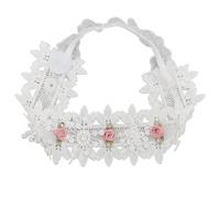 Bandeau de Baptême, Bandeaux de Baptême de Fleur Blanche pour Fille, Artisanat Exquis, Bandeaux de Baptême en Dentelle Douce élastique pour bébé Fille, pour Baptêmes et Baptêmes