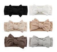 Bandeau de bébé avec arc, 6 pcs extensibles coton coton arc pour bébé, arcs nouveau-nés doux colorés, bandeau de tout-petit 6, 9x3, 4 pouces pour les filles pour les enfants..