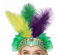 Bandeau De Cabaret - Accessoire De Plumes Colorées Pour Fête Du Festival, Coiffure De Carnaval Pour Costume De Showgirl | Rétro Fascinateur Matériel 80g De Tissu Mou Pour Le Cocktail De Mariage De Mas