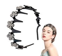 Bandeau de cheveux anti-glissement | Bandeau de cheveux avec des fleurs de strass et design sinueux - Accessoire de cheveux portable toute la journée anti-rebelles pour femmes filles usage quotidien