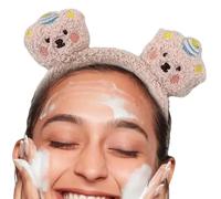 Bandeau de cheveux de beauté, bandeau de cheveux en peluche | Bandeau de cheveux en peluche avec ours de maquillage,Bandeau de soins de la peau drôle pour le maquillage, pour ca