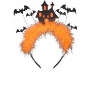 Bandeau de cheveux d'Halloween avec plumes de chauve-souris et maison