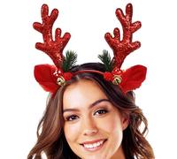 Bandeau de cheveux en corne de Noël | Accessoire pour cheveux avec cornes de paillettes avec cloche, accessoire de costumes polyvalent, cadeaux d'événements à thème, pour femmes, filles, fêtes de Noël