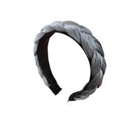 Bandeau de cheveux en velours simple et large à la mode avec tresse tressée (gris)