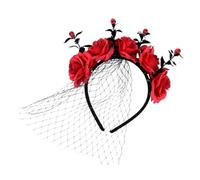 Bandeau de cheveux Halloween, Cercle de cheveux Halloween avec fleurs | Bandeau de cheveux avec fleurs et bande de couronne d'Halloween | Bandeau de cheveux gothique Couronne de fleurs Fasc