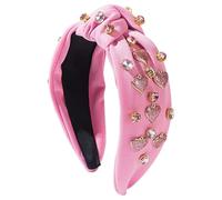 Bandeau de cheveux noué avec strass, bandes de cheveux de Saint pour femmes | Bandes larges avec strass et coeur d'amour - Décoration élégante pour costumes de fête de Noël, accessoire de cercle pour