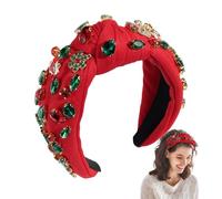 Bandeau de cheveux nœud de Noël, bandeaux de fête de Noël,Bandeau de cheveux large pour coiffe de Noël avec perles | Bandeau de cheveux exquis avec nœud en haut, fête de rencontre festive