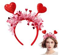 Bandeau de cheveux pour le jour du cœur - Bandeau de cheveux rouge avec paillettes scintillantes accessoire de fête en forme de cœur confort flexible taille unique + motif
