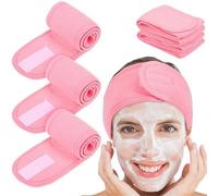 Bandeau de coiffure pour maquillage 1 pièce, bandeaux multifonctions de couleur unie for femmes, lavage du visage/Yoga/maquillage, réglables, accessoires for cheveux(Pink)