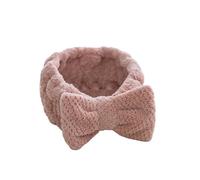 Bandeau de coiffure pour maquillage 1pc vérifier corail velours bandeau de cheveux lavage du visage maquillage arc accessoires mignon sport(Pink)