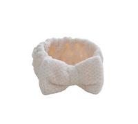 Bandeau de coiffure pour maquillage 1pc vérifier corail velours bandeau de cheveux lavage du visage maquillage arc accessoires mignon sport(White)