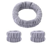 Bandeau de coiffure pour maquillage Ensemble de bracelets lavage du visage for femmes, absorbants et imperméables, maquillage, bandes cheveux(Gray-1Set)