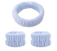 Bandeau de coiffure pour maquillage Ensemble de bracelets lavage du visage for femmes, absorbants et imperméables, maquillage, bandes cheveux(Blue-1Set)