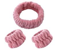 Bandeau de coiffure pour maquillage Ensemble de bracelets lavage du visage for femmes, absorbants et imperméables, maquillage, bandes cheveux(Red-1Set)