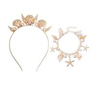 Bandeau De Coquille De Perle 1 Pièce Et Bracelet 1 Pièce, Bijoux D'Éléments Marins, Accessoires De Vêtements, Bijoux Créatifs, Accessoires Pour Femmes.