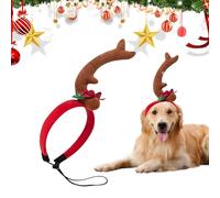 Bandeau de cornes de chien Bandeau de cornes de renne pour animaux de compagnie Bandeau décoratif pour cornes de renne pour chiens et chats, cercle de Noël réglable, ornements de cornes colorés pour