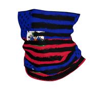 Bandeau De Cou Drapeau Haïtien-Américain D'Haïti Anti-UV Echarpe De Cou Elastique Masque Facial pour Équitation Travail Vélo 2 Pièces