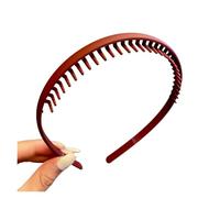 Bandeau de couleur Morandi for femmes, boucle de pression de cheveux tout-assorti, bandeau en dents de scie givré, accessoires for cheveux(Hair comb Cinnabar red)