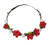 Bandeau de Couronne de Fleurs, Couronne de Simulation Bandeau de Fleurs, Mariage Floral Couronne de simulation Fleur Bandeau Femme Demoiselle d'honneur Filles bandeau Cheveux Garland (rouge)