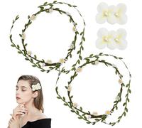 Bandeau De Couronne Florale,2 Pièces Couronnes De Fleurs Artificielles Et 2 Pièces Pince à Bec De Canard en Forme De Fleur,Bandeaux Marguerite Bandeaux pour Mariage, Cérémonie, Fête, Festival