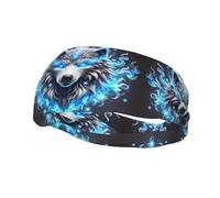 Bandeau de course à pied pour homme et femme - Bandeau de sport fantaisie avec visage de loup bleu 3D - Pour la course, le basket-ball, le fitness