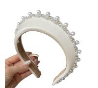 Bandeau de Fausses Perles Serre-têtes en perles for femmes et filles, serre-tête antidérapant, style princesse, noir et blanc, accessoire for cheveux(WHITE)