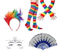 Bandeau De FêTe,Déguisement des années 80 pour adulte,Kit de Déguisement Clown Femme-Tutu Multicolore, Tenue de Fête Adulte Inspirée des Années-Accessoires Déguisement Adulte Femme Multifonctions