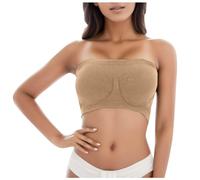 Bandeau de fête pour femme 2026 sans bretelles à épaules dénudées - Bustier sans couture dos nu Y2K - Grande taille - Vêtements de plage à bretelles de vacances, kaki, 6XL