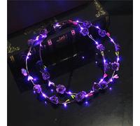 Bandeau de fleurs à LED - Couronne de fleurs lumineuse à LED pour femmes et filles - Mariage, Halloween, Noël et décoration de fête - Violet