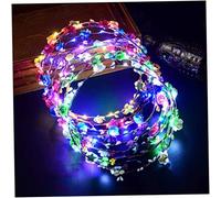 Bandeau de fleurs à LED, guirlande de couronne fleurs, bandeau coiffure floral pour femmes et filles, accessoires cheveux, anniversaire, mariage, festival, fête, 8 pièces
