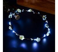 Bandeau de fleurs à LED - Guirlande de fleurs lumineuse à DEL pour femmes et filles - Mariage, Halloween, Noël et décoration de fête, blanc laiteux