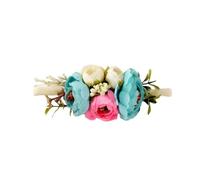 Bandeau de fleurs artificielles, doux, fin, élastique, pour bébé fille, nouveau-né, tout-petit, baptême, fête, photographie, bleu lac