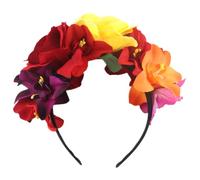 Bandeau de fleurs d'Halloween, serre-tête mexicain, bandeau floral artificiel avec rose et orchidée, bandeau festif en polyester léger pour Halloween, fête du festival mexicain, bandeaux de fleurs pou