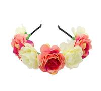 Bandeau de Fleurs Femmes mariée fille Rose fleurs tête cerceau couronne bandeau mariage casque bandeau cheveux accessoires couronnes artificielles guirlande(Color3)